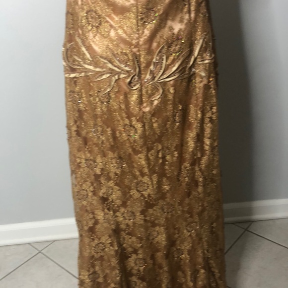 May Queen gold beaded evening gown - Picture 5 of 8
